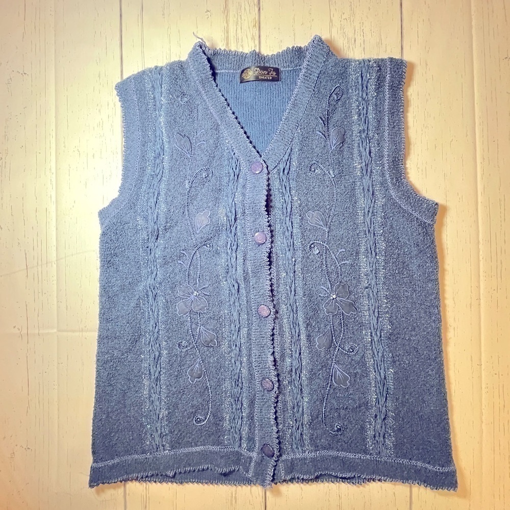 Shiny Blue Vest by Don Fa Sweaters